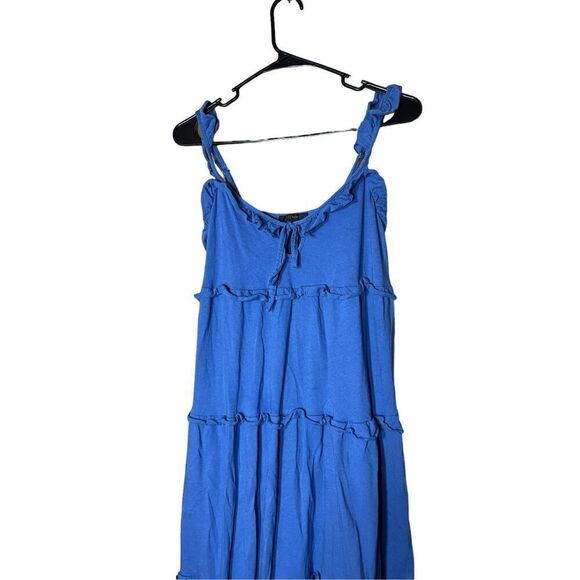 J.Crew Tiered Knit Keyhole Maxi Dress Blue Sleeveless Ruffle Women’s Size XXS - Picture 2 of 8